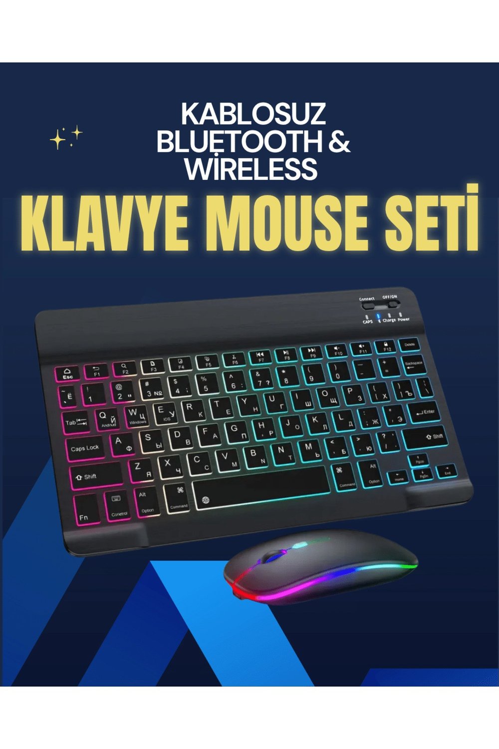 Şık ve Sessiz Tasarımlı Işıklı Klavye Mouse Seti – Şarjlı, Wireless