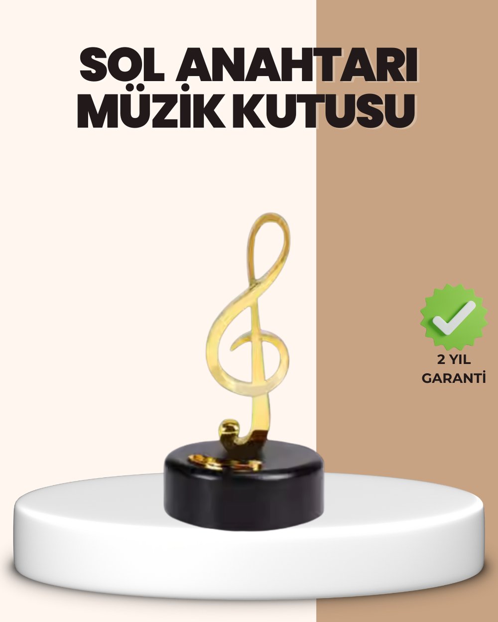 Sol Anahtarı Temalı Döner Müzik Kutusu Melodili Dekoratif Ürün