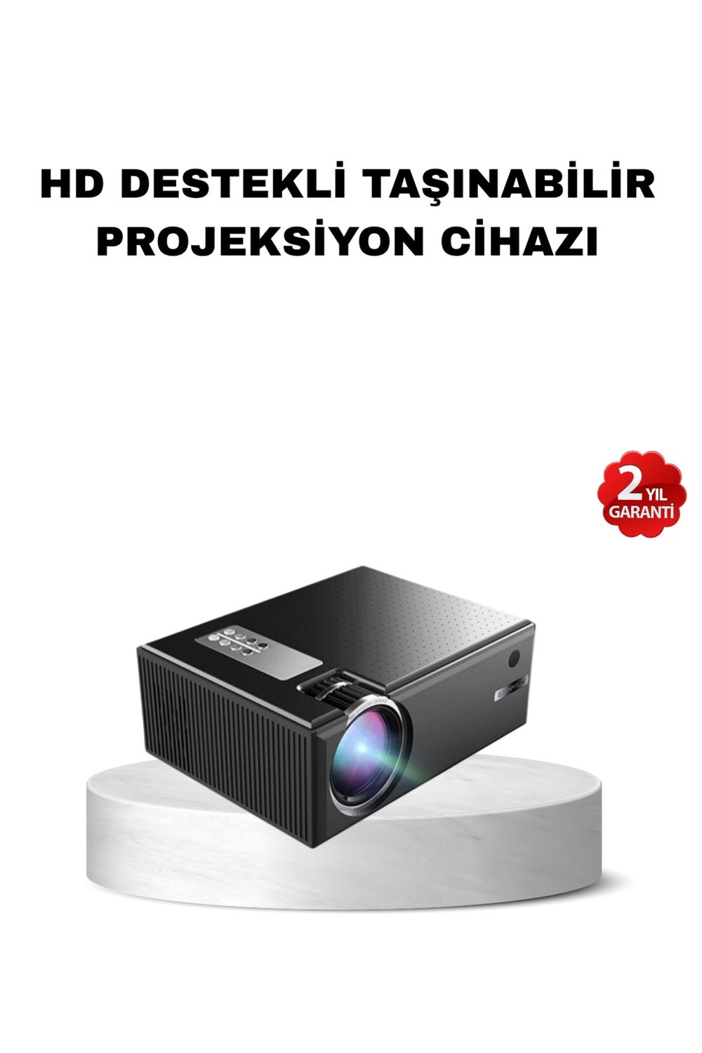 Taşınabilir Full HD Projeksiyon Cihazı Yüksek Parlaklık ve Geniş Bağlantı Seçenekli