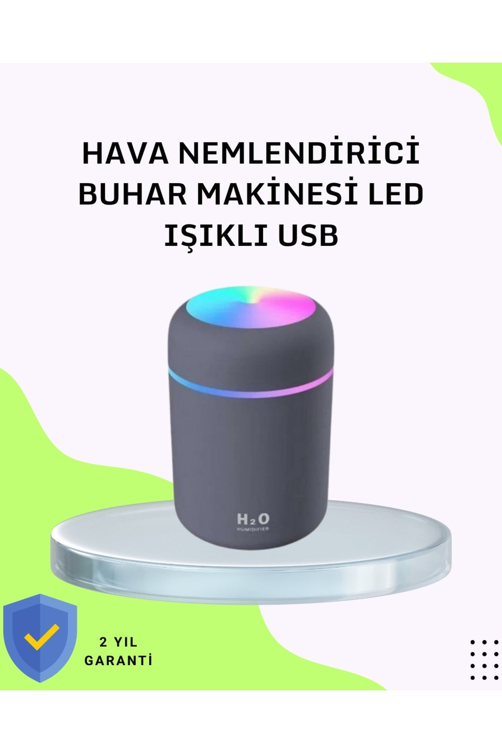 Taşınabilir Hava Nemlendirici – Renkli Işık ve USB Bağlantı