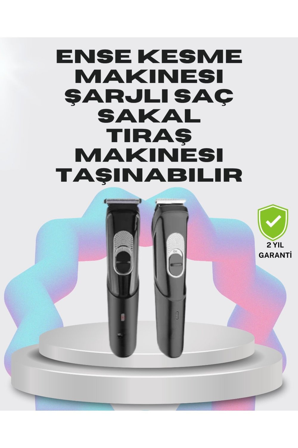 Taşınabilir Şarjlı Saç Sakal Tıraş Makinesi – 3 Taraklı, Sessiz ve Ergonomik