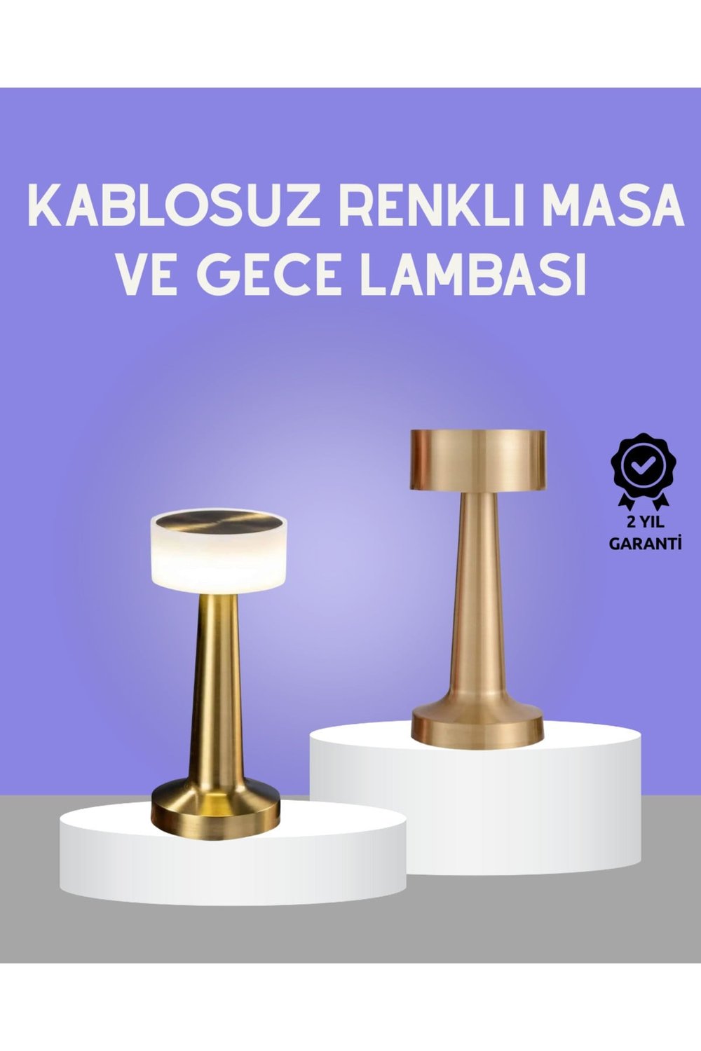 Touch Gece Lambası – Dokunmatik Kontrol, Kablosuz Kullanım, Metal Gövde