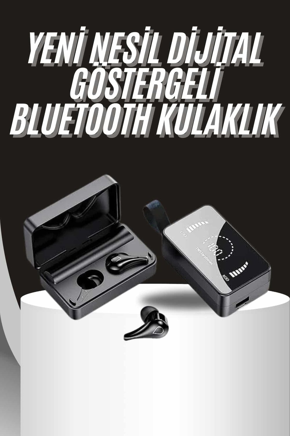 Tws Bluetooth Kulaklık Aynalı Kulaklık Dijital Göstergeli Dokunmatik Kontrol