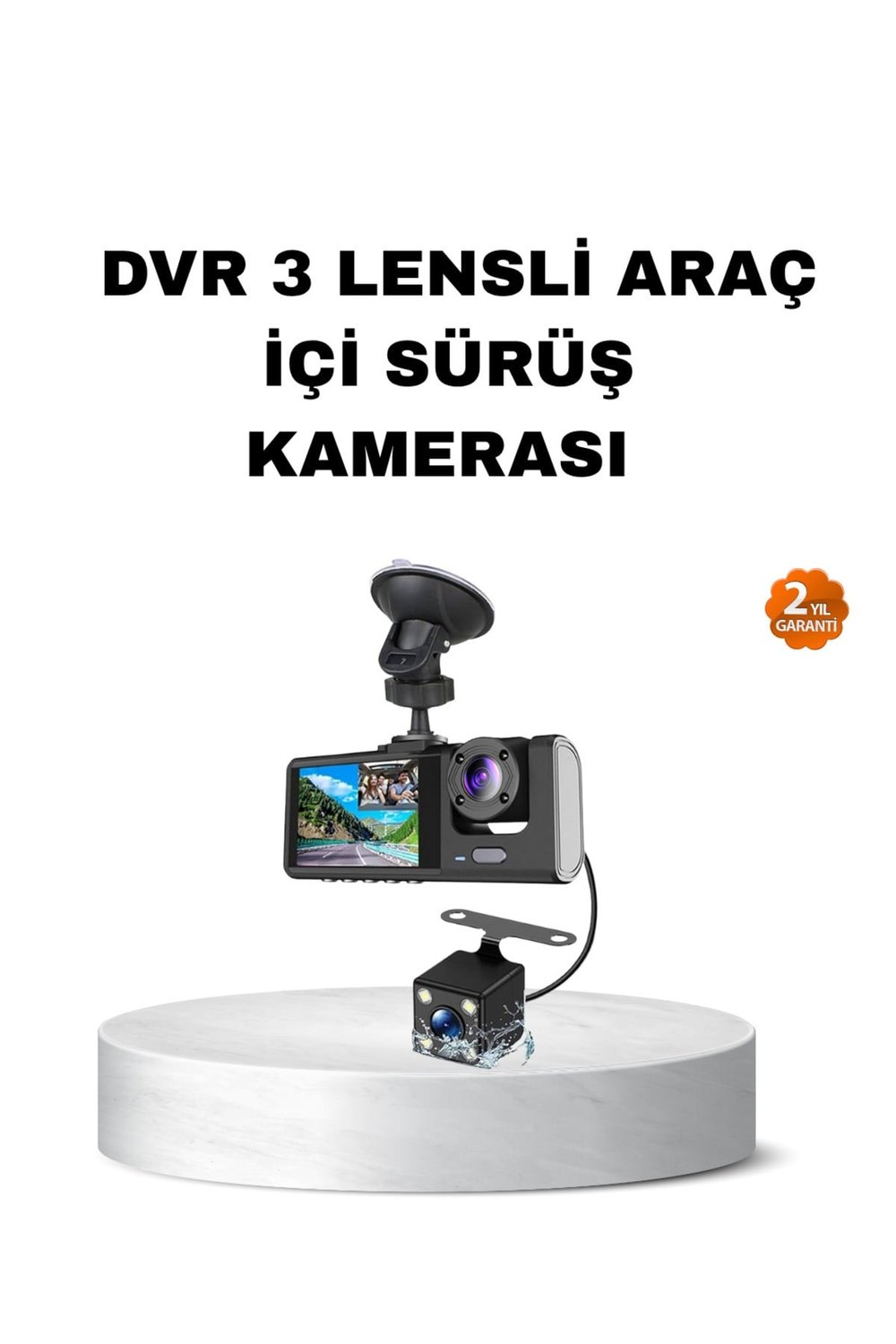 Üç Kameralı Araç İçi Kayıt Sistemi Full HD Gece Görüşlü ve G-Sensör Destekli