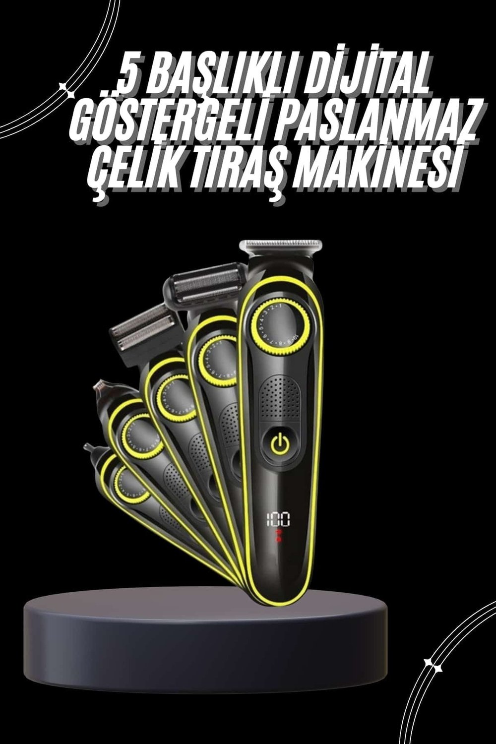 Unısex Çok Fonksiyonlu Bakım Seti Led Göstergeli Tıraş Makinesi Saç Sakal Vücut