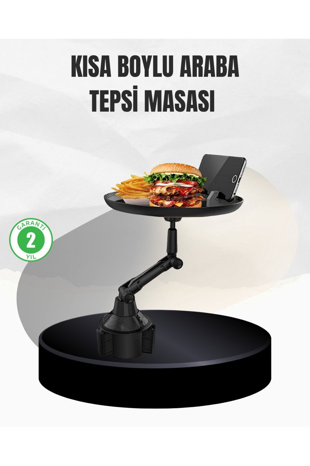 Universal Araç İçi Bardaklık Tepsisi 9 İnç Yemek Alanı ve Telefon Standlı