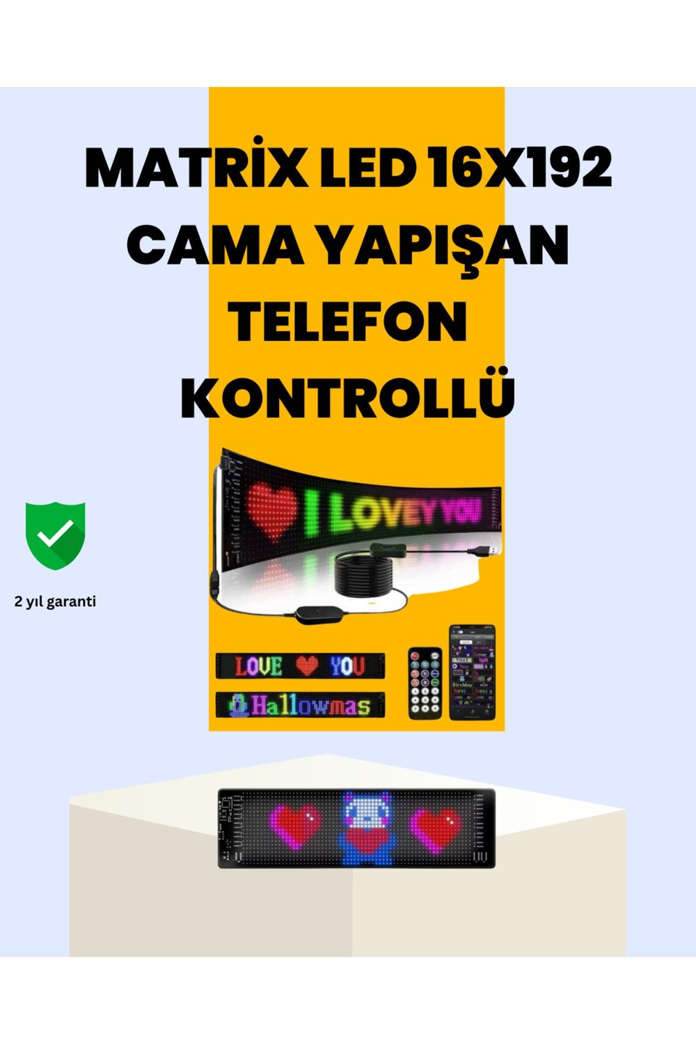 USB Bağlantılı Esnek Programlanabilir LED Tabela – RGB Renkli