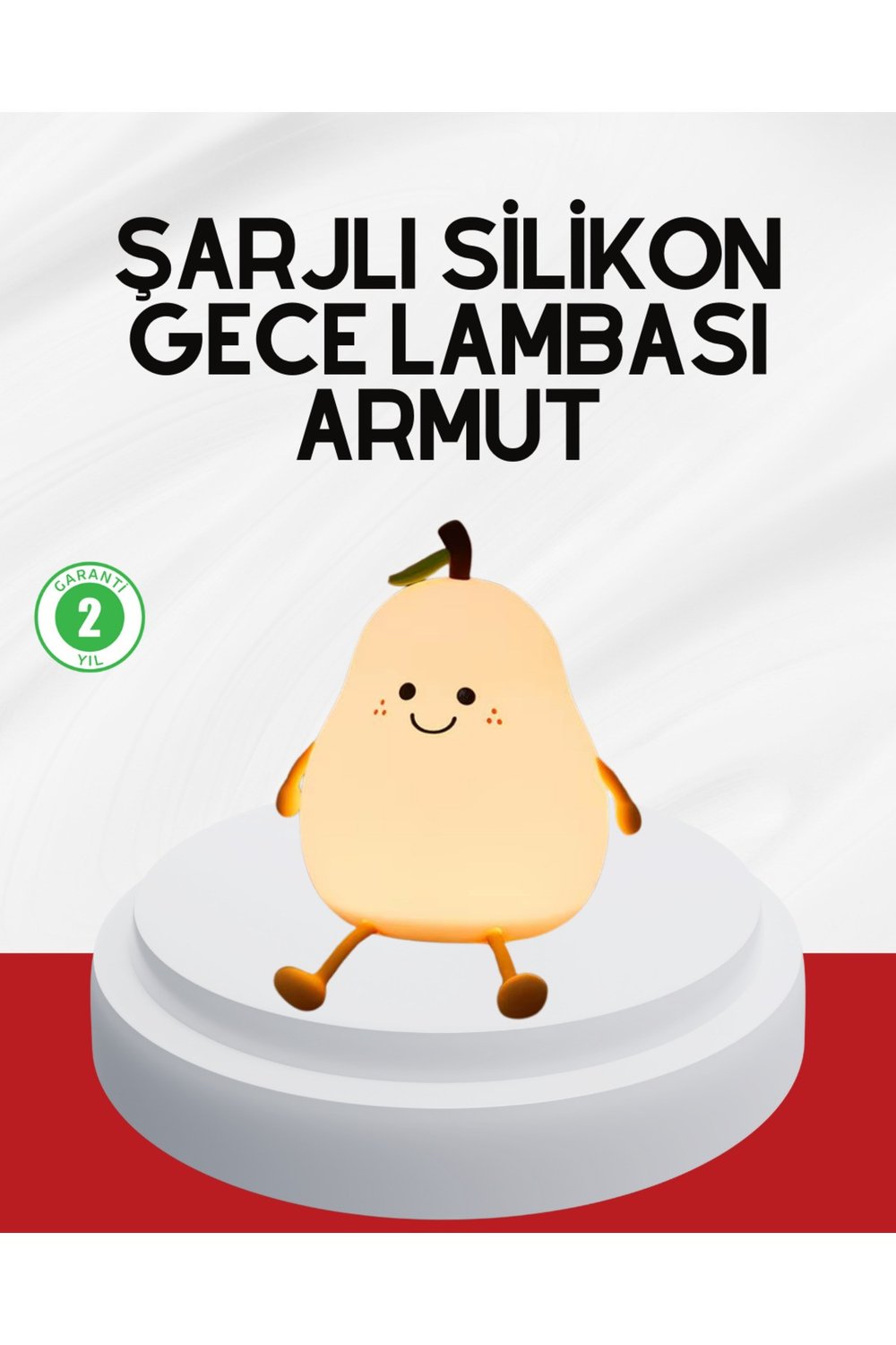 USB Şarjlı Armut Gece Lambası Dokunmatik Renk Değişimli