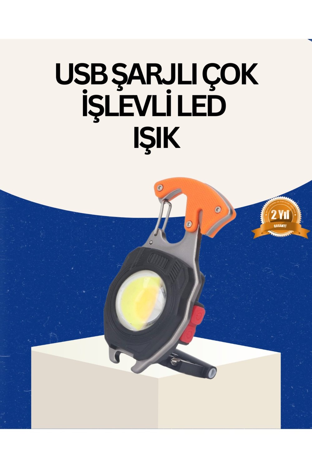 USB Şarjlı Mini LED Anahtarlık Fener