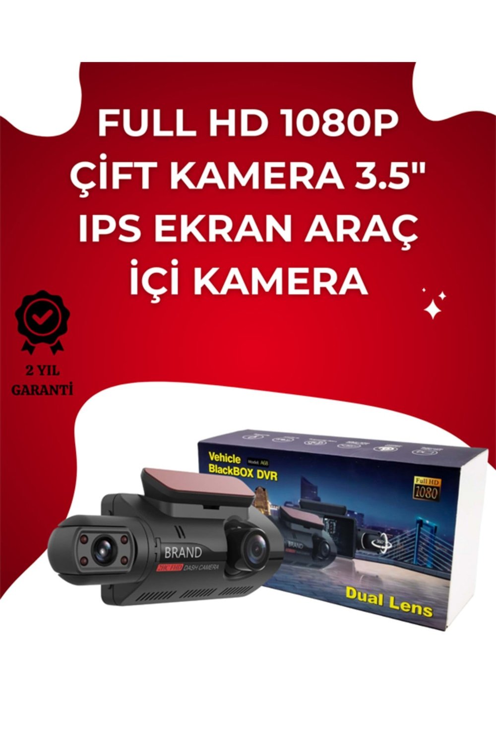 WiFi Bağlantılı 3 İnç Araç Kamerası – Yüksek Çözünürlüklü Ön ve İç Kamera