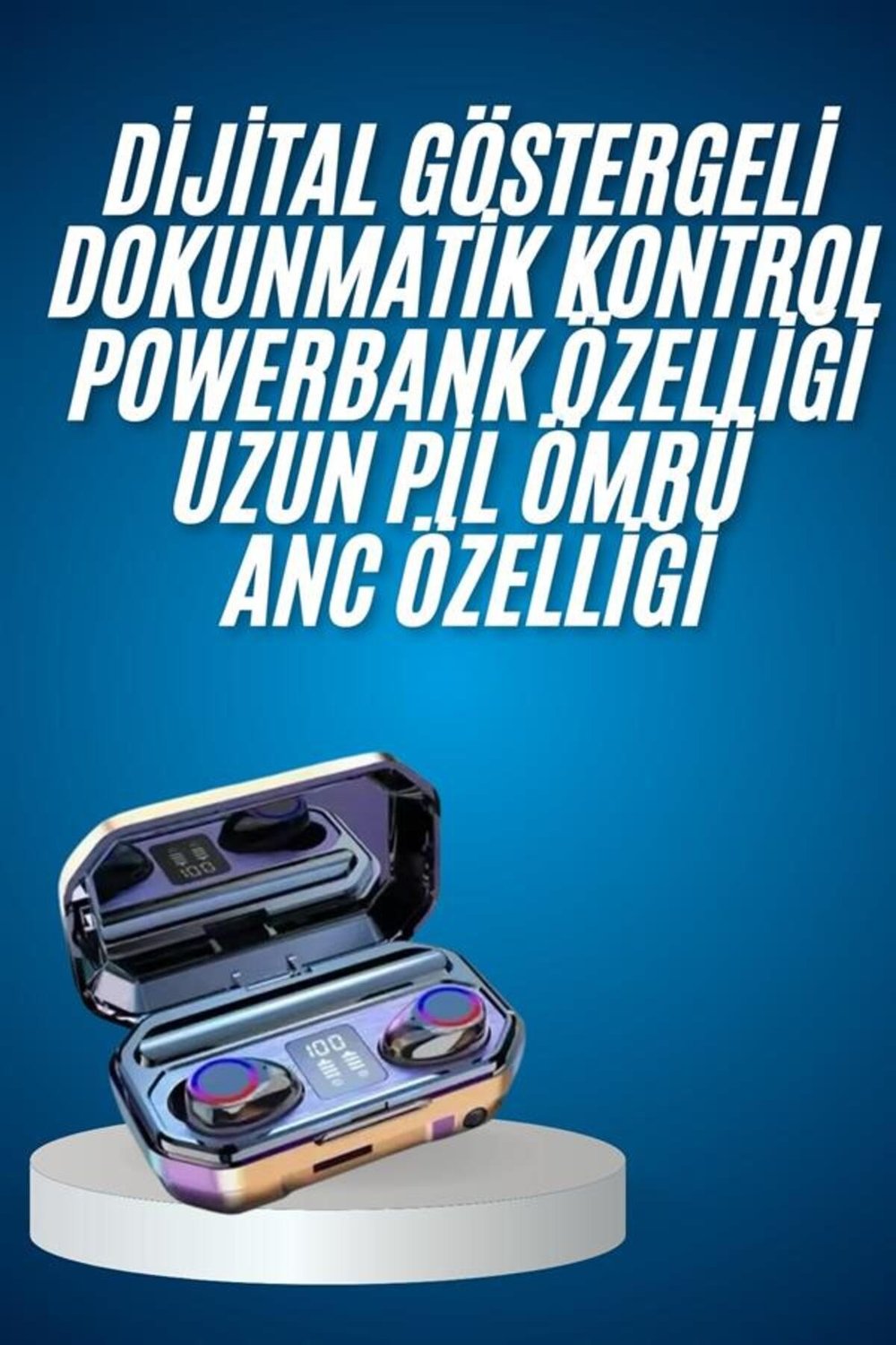 Yeni Nesil Bluetooth Kulaklık Uzun Pil Ömrü El Fenerli Dijital Şarj Göstergeli