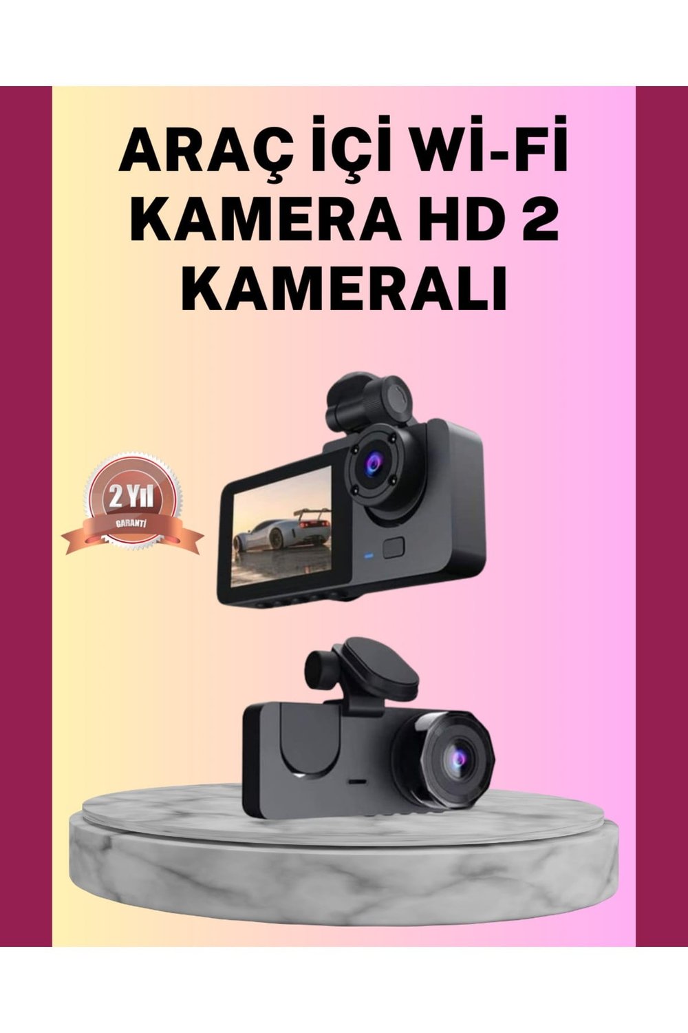 Yol Kayıt Araç Kamerası HD DVR 3 Kameralı 2.0in Ekranlı Ön İç Arka