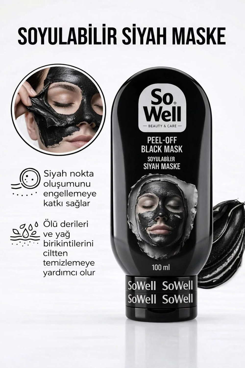 SOWELL SİYAH YÜZ MASKESİ 100 ML