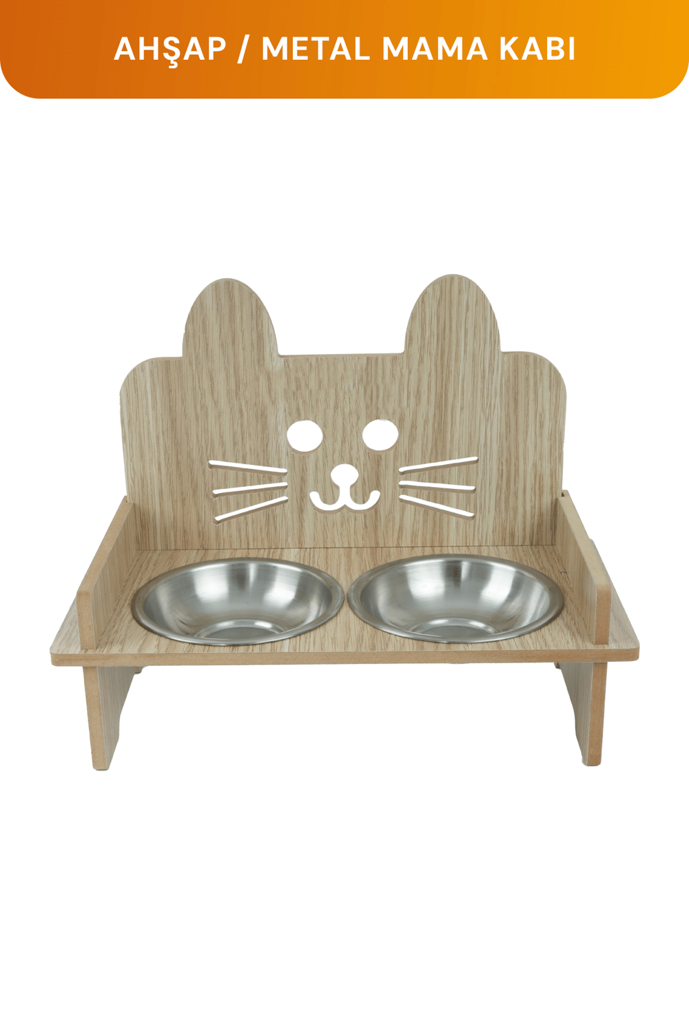 Ahşap Kulaklı Kedi Mama Su Kabı Standı, Kedi Mama Kabı, Kedi Paspası