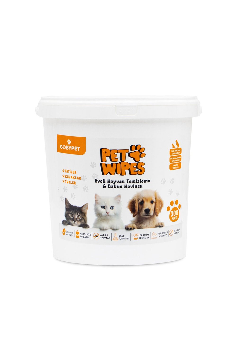 GOBYPET WİPES EVCİL HAYVAN TEMİZLİK HAVLUSU 300 AD