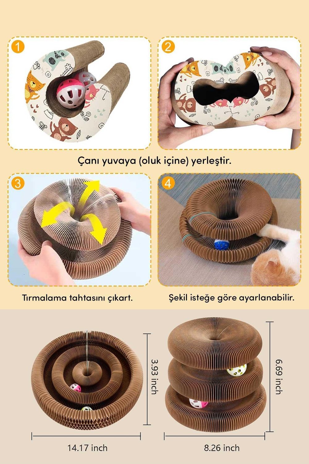 Kedi Tırmalama Oyuncağı, Sihirli Kedi Oyuncağı, Çıngıraklı Tırmalama Panosu, Kedi Oyuncağı