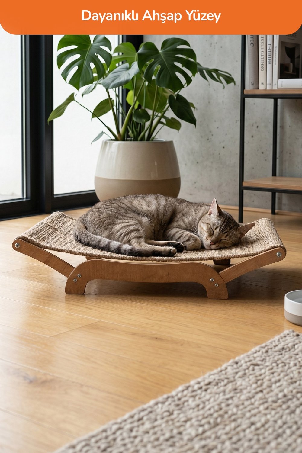 Kediler İçin Tırmalanabilir Sisal Halı Özellikli Konforlu Kedi Yatağı 6075