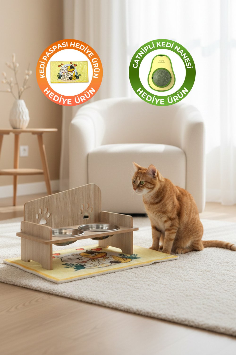 Pati Mama Kabı Kedi Köpek Suluk Mamalık, Paspas ve Avokado Kedi Nanesi Hediye