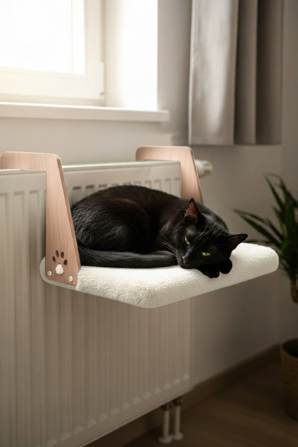 Peluş Kalorifer Petek Radyatör Yatağı Kedi Geniş Kedi-Köpek Kalorifer Yatağı, Hediye Paspas