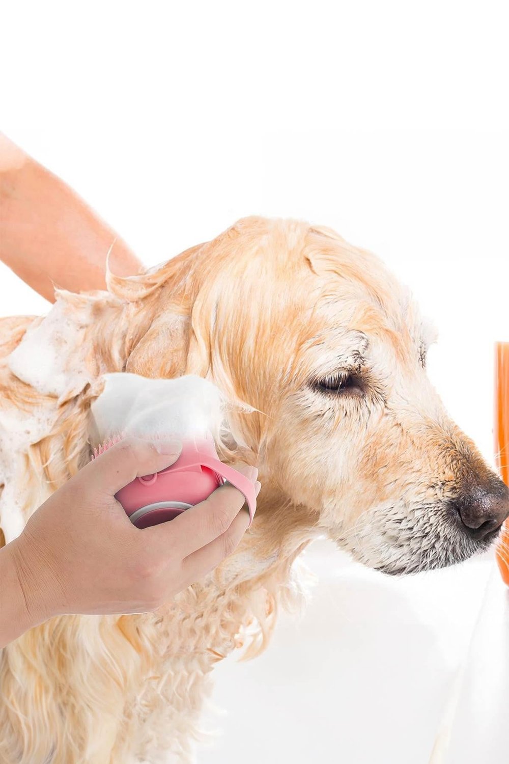 Şampuan Hazneli Kedi Ve Köpek Evcil Hayvan Yıkama Fırçası Silikon Pembe