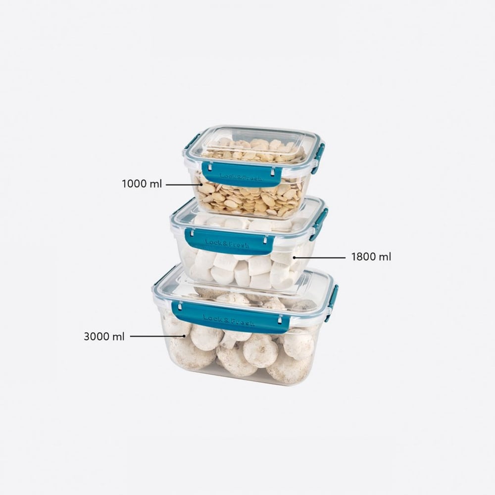 3 Parça Master Dikdörtgen Set (1000-1800-3000 ml)