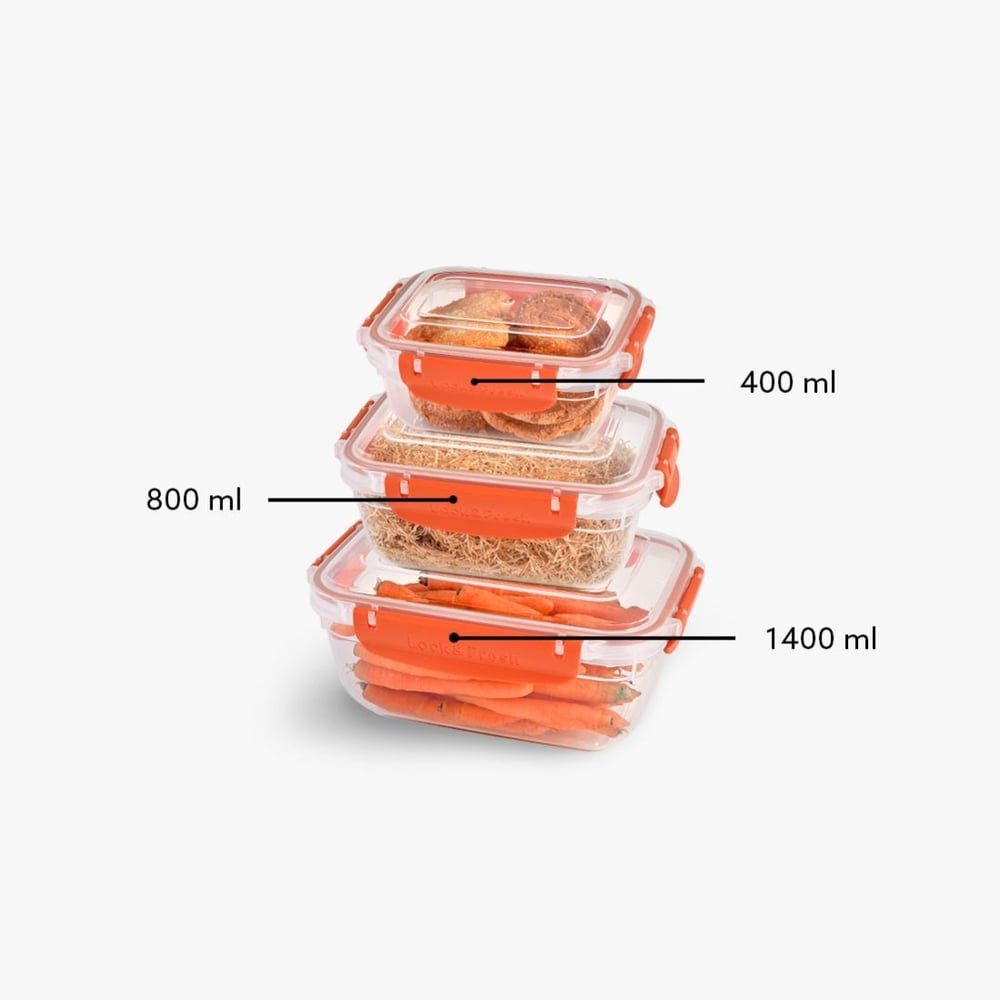 3 Parça Master Dikdörtgen Set (400-800-1400 ml)