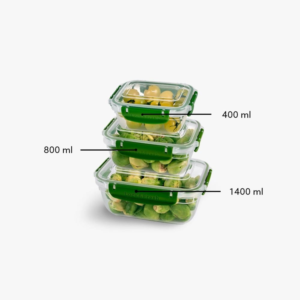 3 Parça Master Dikdörtgen Set (400-800-1400 ml)