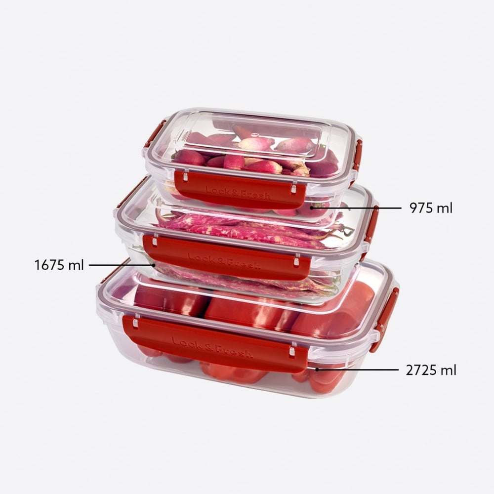 3 Parça Master Dikdörtgen Set (975-1675-2725 ml)