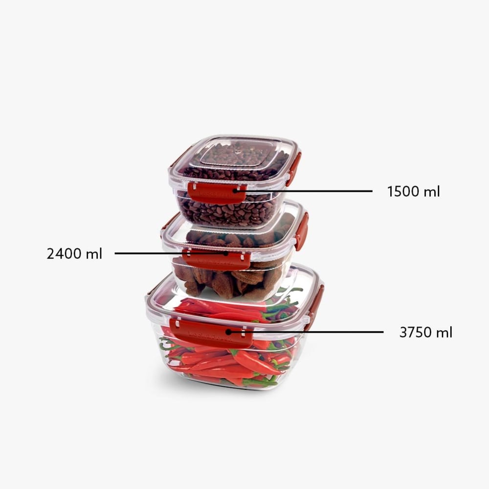 3 Parça Master Kare Set (1500-2400-3750 ml)