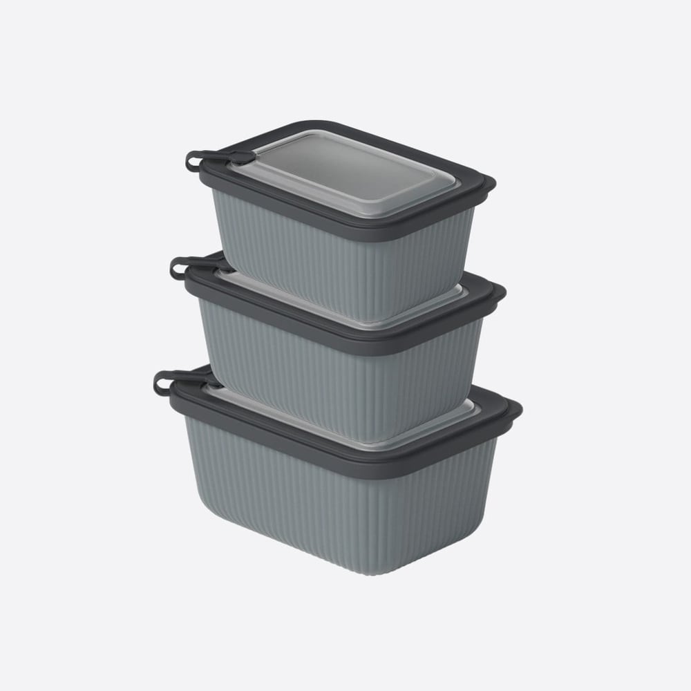 3 Parça MicroLine Dikdörtgen Set ( 600-1100-1800 ml )