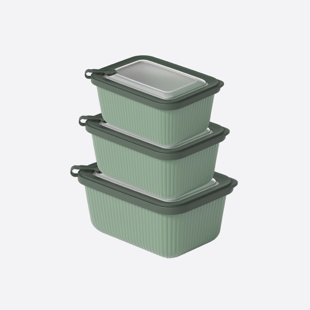 3 Parça MicroLine Dikdörtgen Set ( 600-1100-1800 ml )