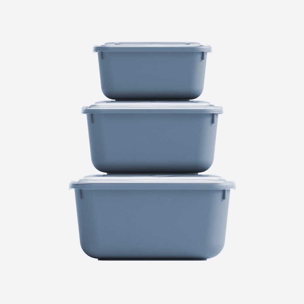 3 Parça Snap Lid Dikdörtgen Set (600-1100-1800 ml)