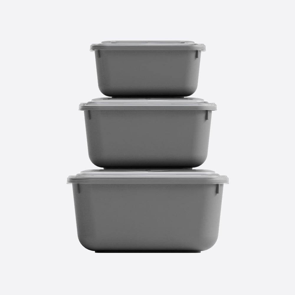 3 Parça Snap Lid Dikdörtgen Set (600-1100-1800 ml)