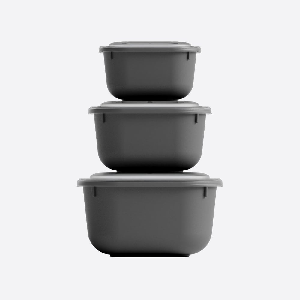 3 Parça Snap Lid Kare Set (600-1100-1800 ml)