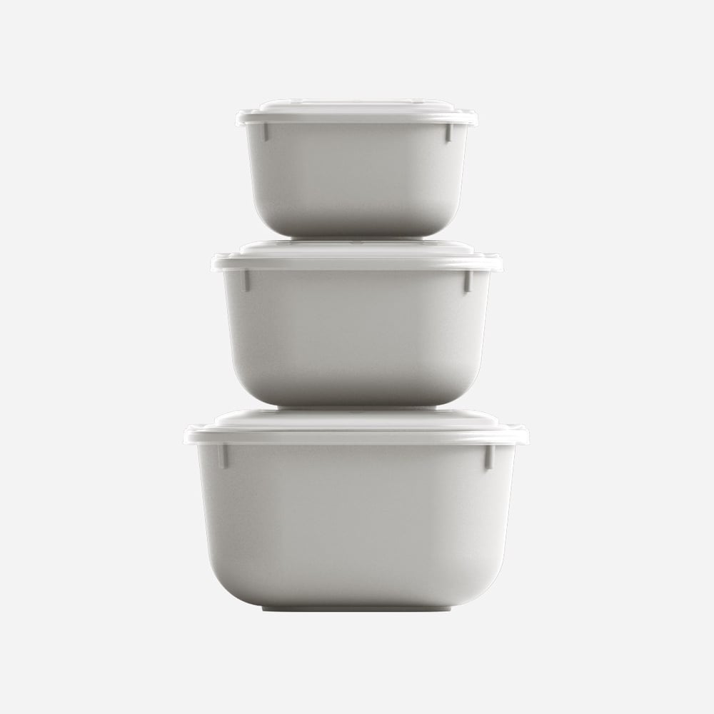 3 Parça Snap Lid Kare Set (600-1100-1800 ml)
