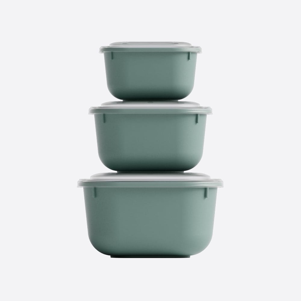 3 Parça Snap Lid Kare Set (600-1100-1800 ml)