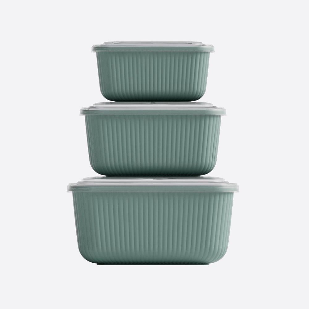 3 Parça Snap Lid Line Dikdörtgen Set (600-1100-1800 ml)