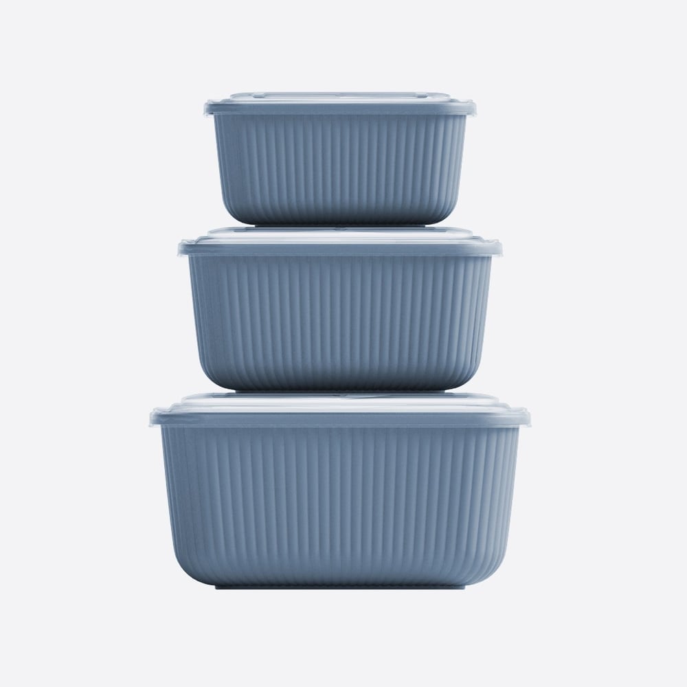 3 Parça Snap Lid Line Dikdörtgen Set (600-1100-1800 ml)