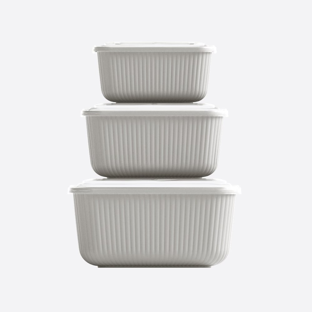 3 Parça Snap Lid Line Dikdörtgen Set (600-1100-1800 ml)