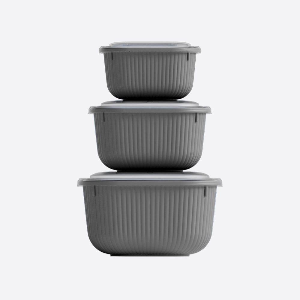 3 Parça Snap Lid Line Kare Set (600-1100-1800 ml)