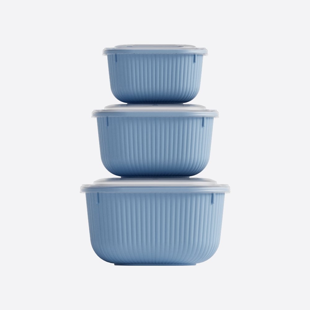 3 Parça Snap Lid Line Kare Set (600-1100-1800 ml)