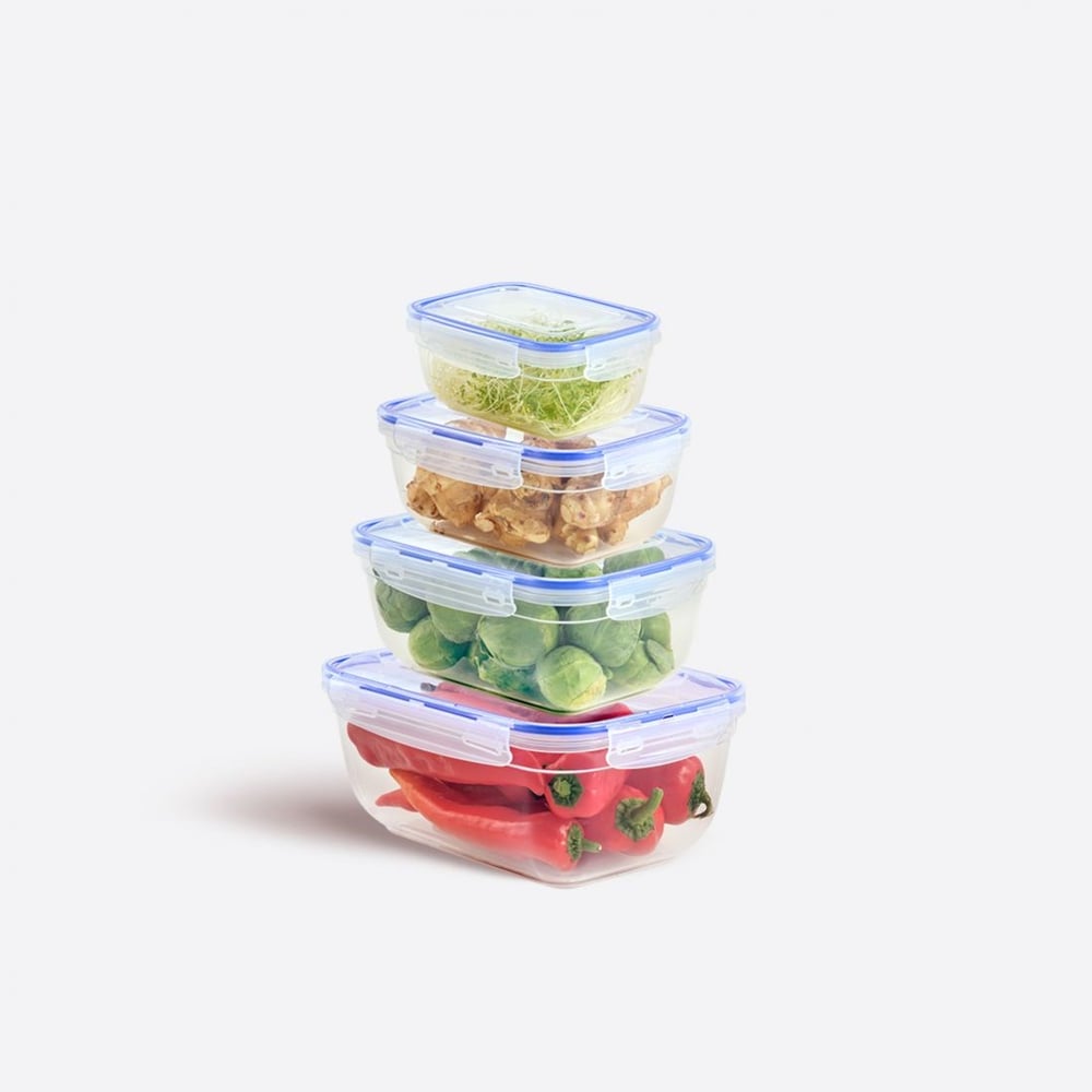 4 Parça Contalı Dikdörtgen Set (800-1400-2300-4000 ml)