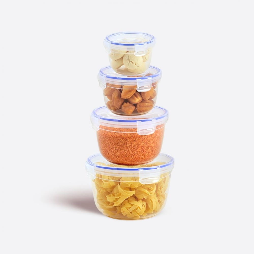 4 Parça Contalı Yuvarlak Set (625-1200-2100-3400 ml)