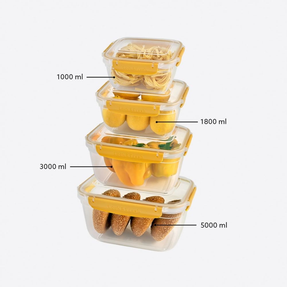 4 Parça Master Dikdörtgen Set (1000-1800-3000-5000 ml)