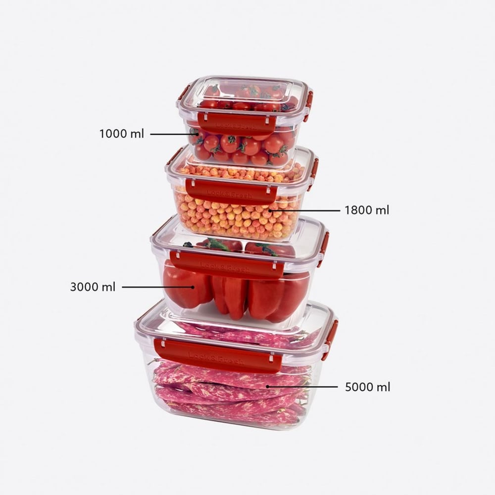 4 Parça Master Dikdörtgen Set (1000-1800-3000-5000 ml)
