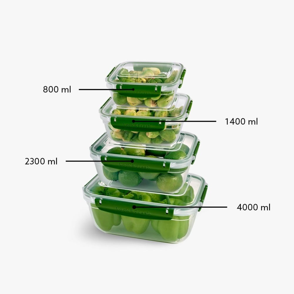 4 Parça Master Dikdörtgen Set (800-1400-2300-4000 ml)