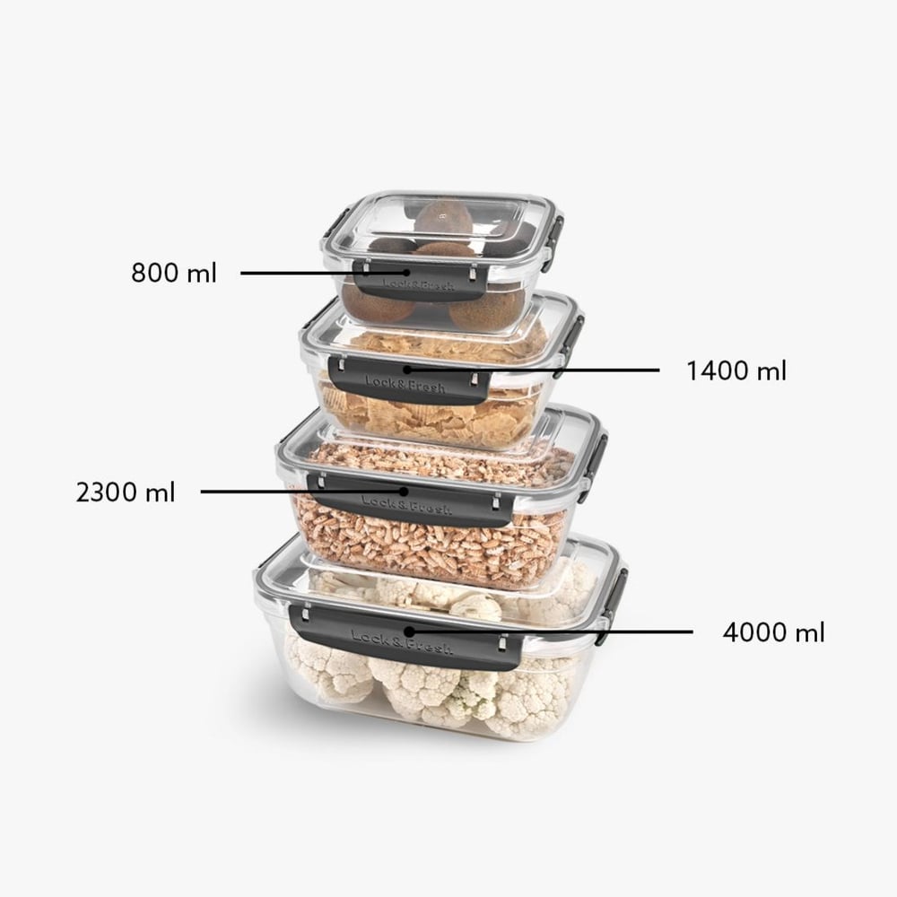 4 Parça Master Dikdörtgen Set (800-1400-2300-4000 ml)