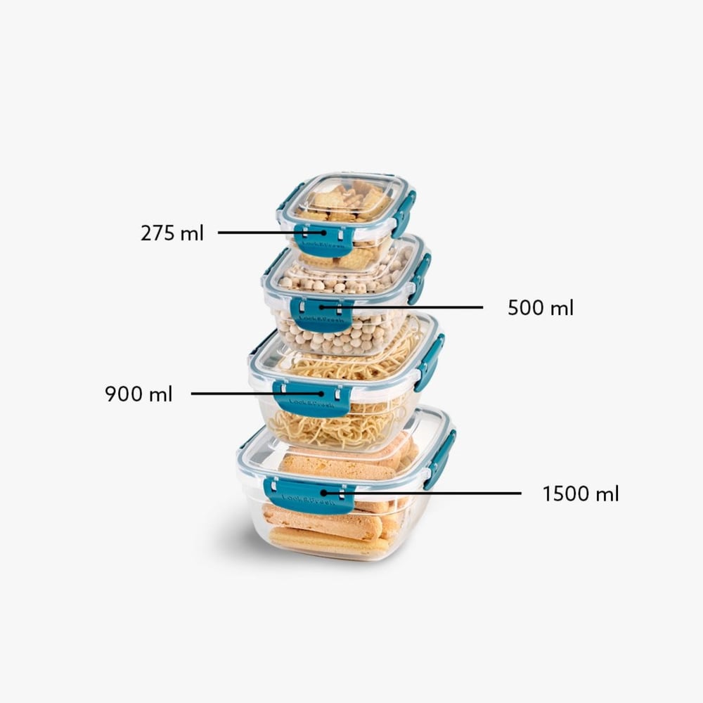 4 Parça Master Kare Set (275-500-900-1500 ml)