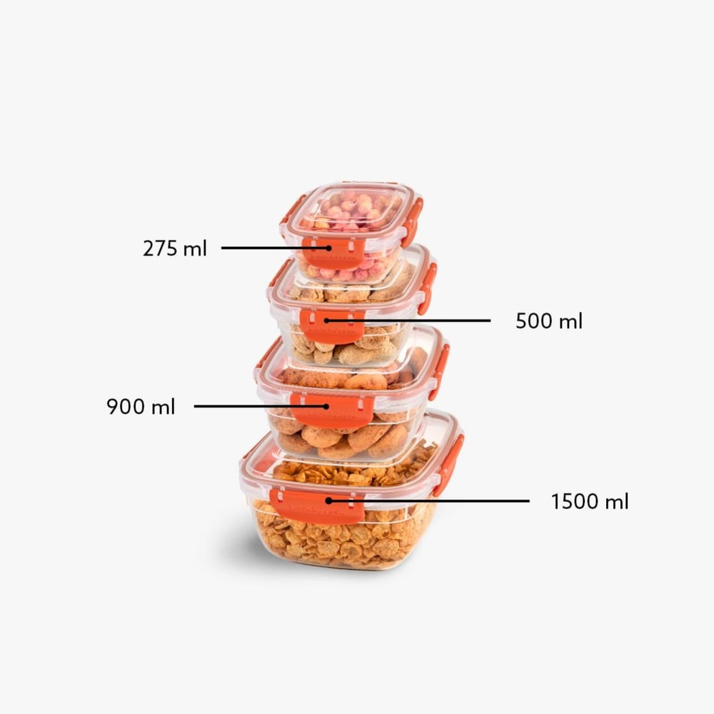 4 Parça Master Kare Set (275-500-900-1500 ml)