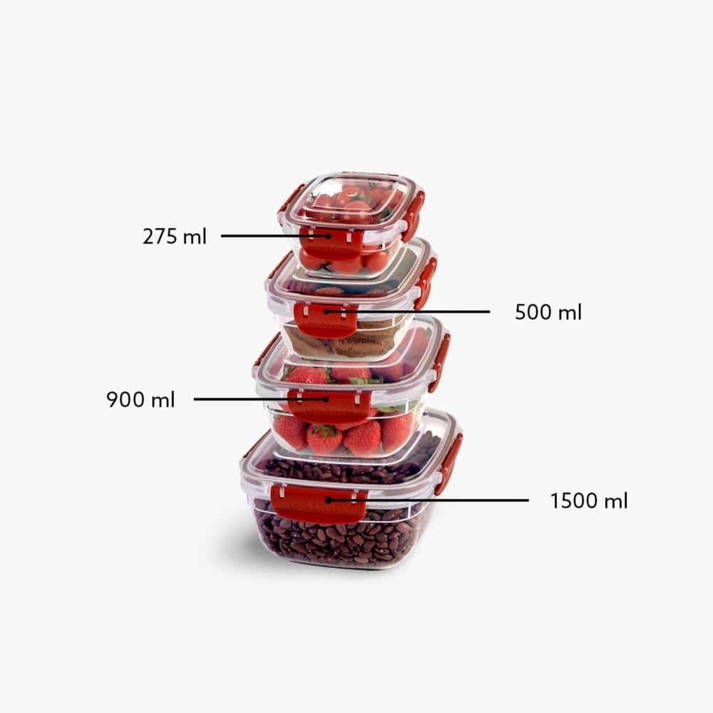 4 Parça Master Kare Set (275-500-900-1500 ml)